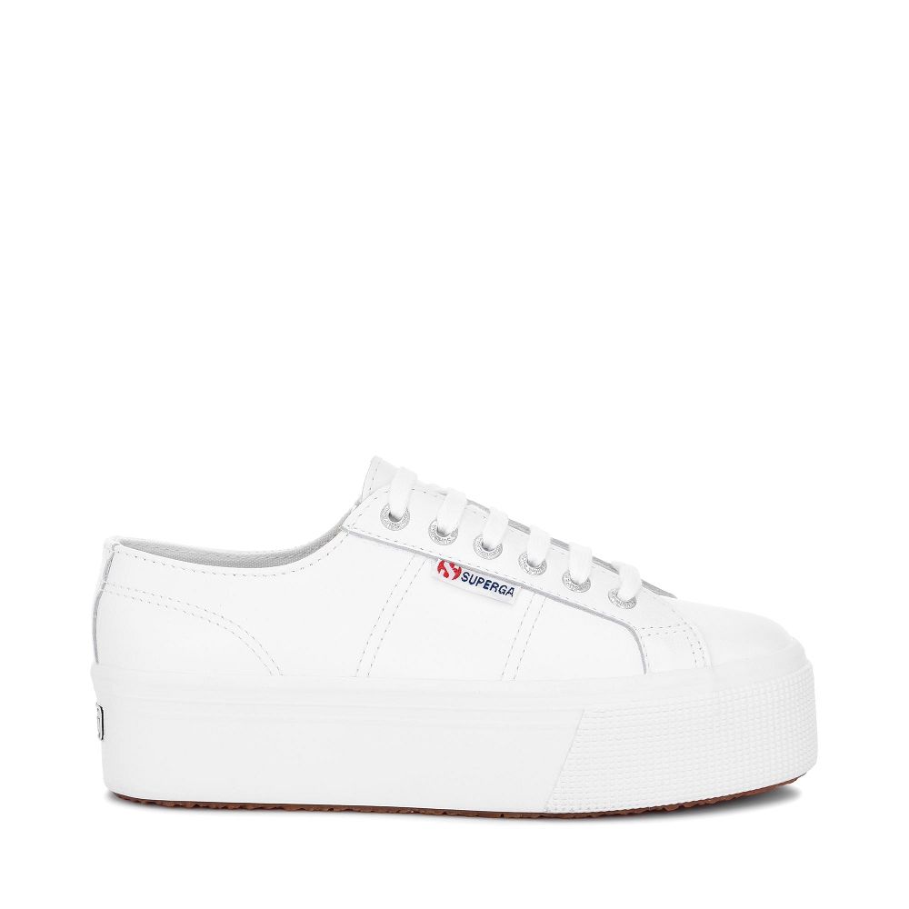 Superga 2790 Nappa White Platform Sneakers - Women's Sneakers USA | US0674845